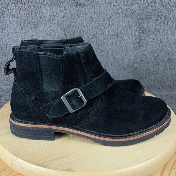 LL Bean Boots Old Port Chelsea Womens Size 8.5 Black Suede Pull On Ankle Booties - Picture 5 of 9